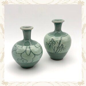 Vintage Celadon Mini Vases
